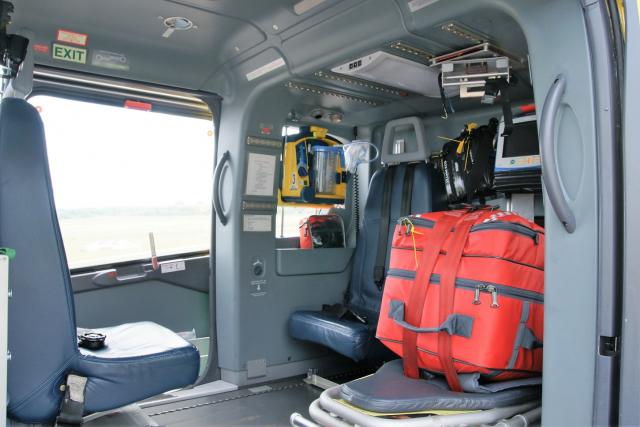 The stretcher can be loaded side on then turned and used to stow equipment.