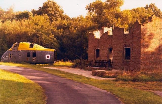 Helicoptor and buildings used in training.