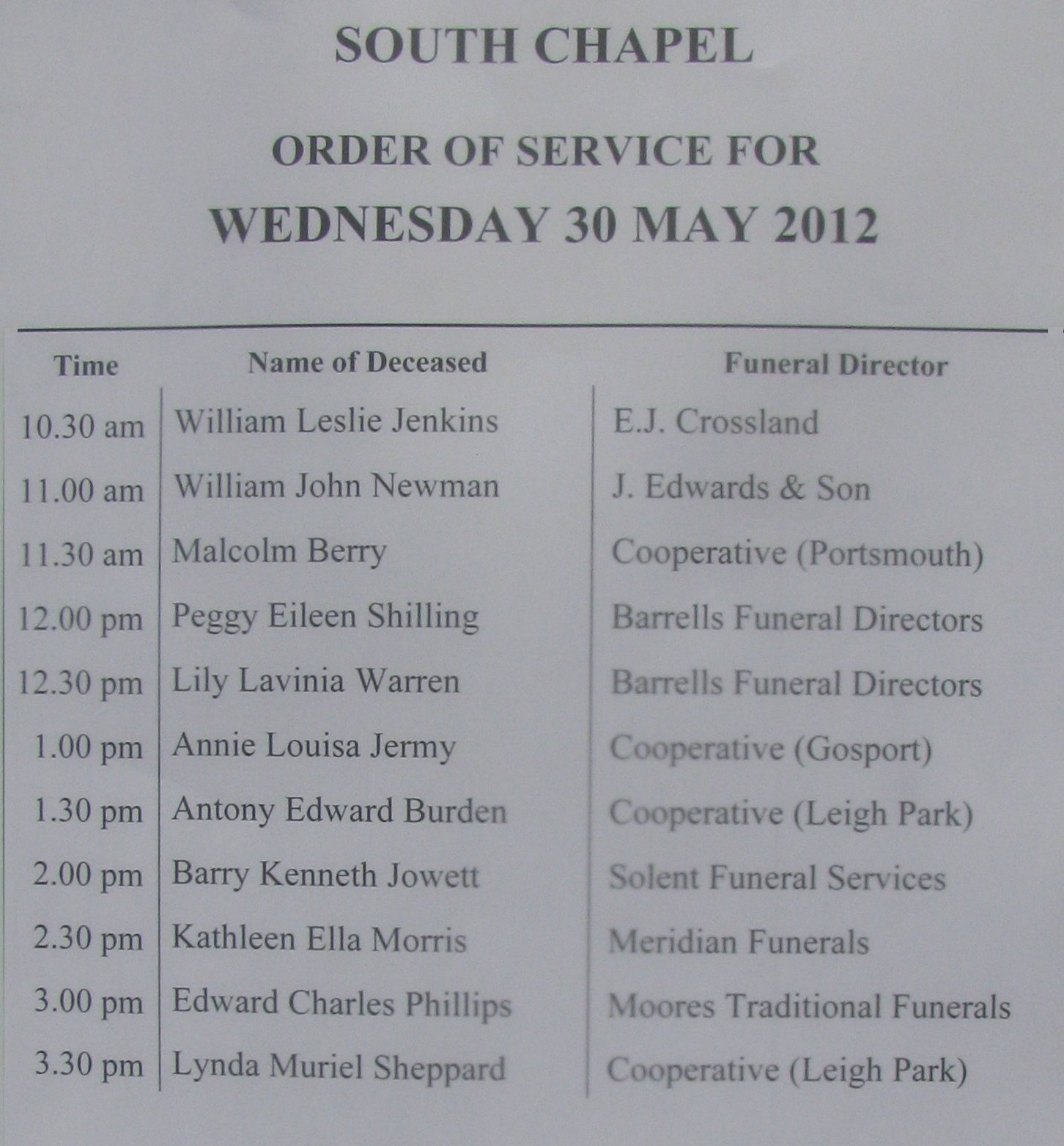 1.30 pm May 30th 2012.