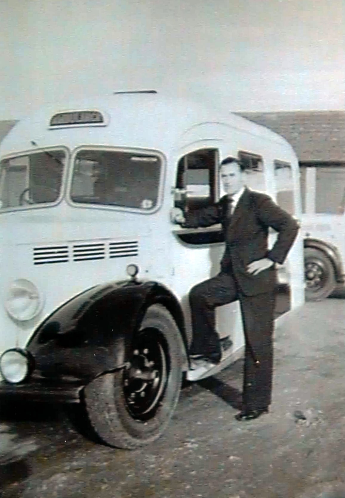 Doug Hannah with Bedford Ambulance, Winchester 1950's.
