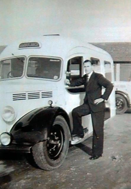 Doug Hannah with Bedford Ambulance, Winchester 1950's.