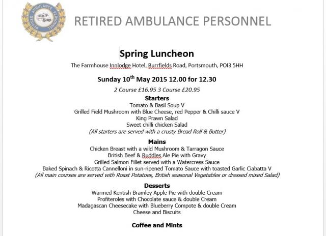 Spring Luncheon Menu.