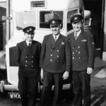 Ron Last, L/A Bert Burgess and Sam Ganderton. Middlesex Ambulance Service 1956.