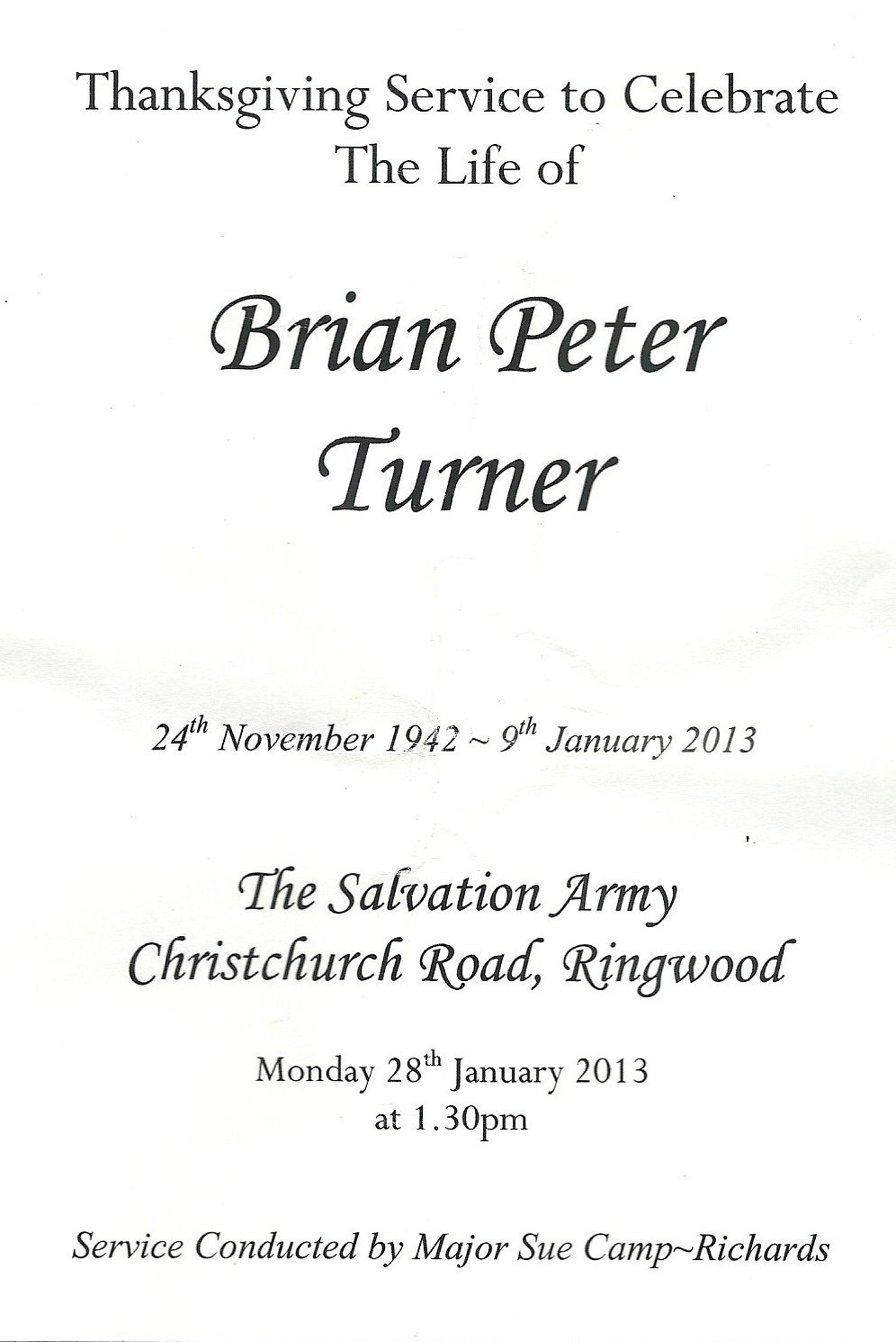 Brian Peter Turner.